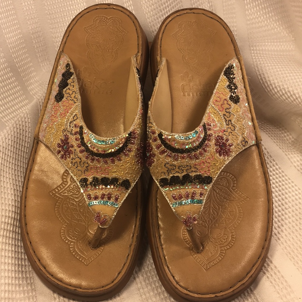 Rieker embroidered beaded antistress sandals